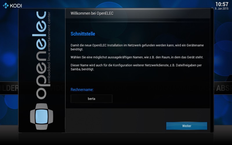 openelec willkommen 02 800x500 - OpenELEC - Willkommensbildschirm - Computername