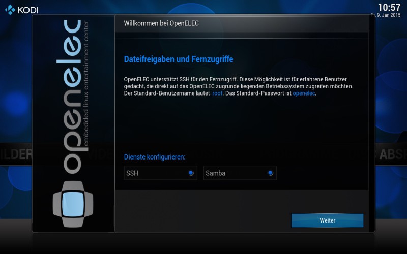 openelec willkommen 03 800x500 - OpenELEC - Willkommensbildschirm - SSH & SAMBA