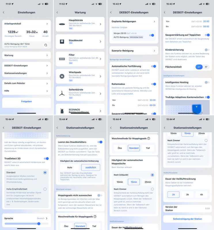 ecovacs deebot x5 omni einstellungs uebersicht wartung 743x800 - Test – ECOVACS DEEBOT X5 OMNI – Saugroboter