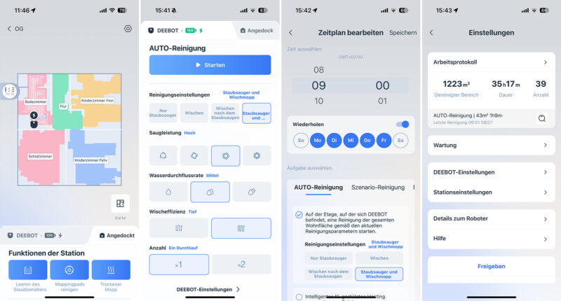 ecovacs deebot x5 omni funktionen der station reinigungseinstellungen zeitplan 800x430 - Test – ECOVACS DEEBOT X5 OMNI – Saugroboter